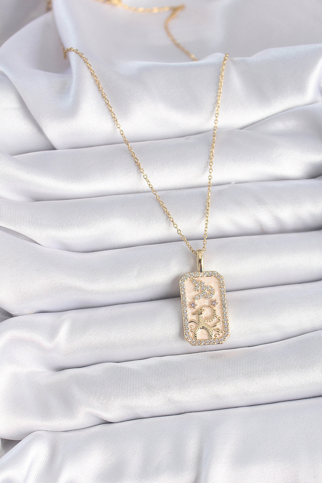 EBJ 316L Steel Gold Color Chain Capricorn Sign Zircon Stone Women's Necklace - Wenatchee