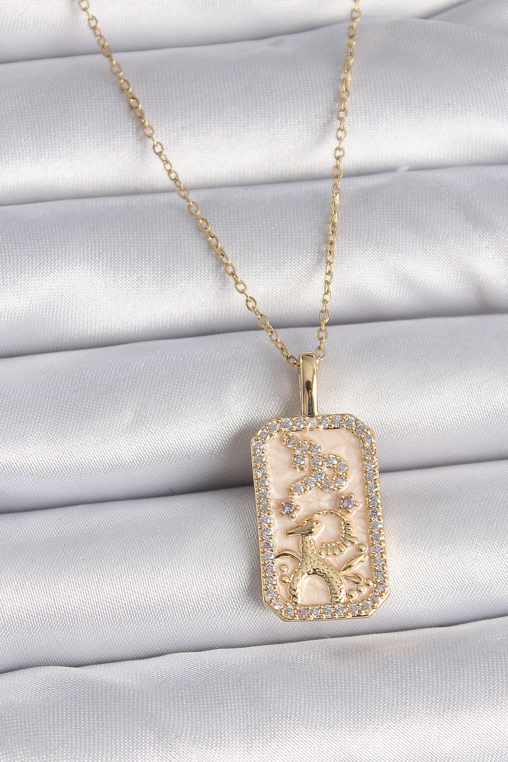 EBJ 316L Steel Gold Color Chain Capricorn Sign Zircon Stone Women's Necklace - Wenatchee
