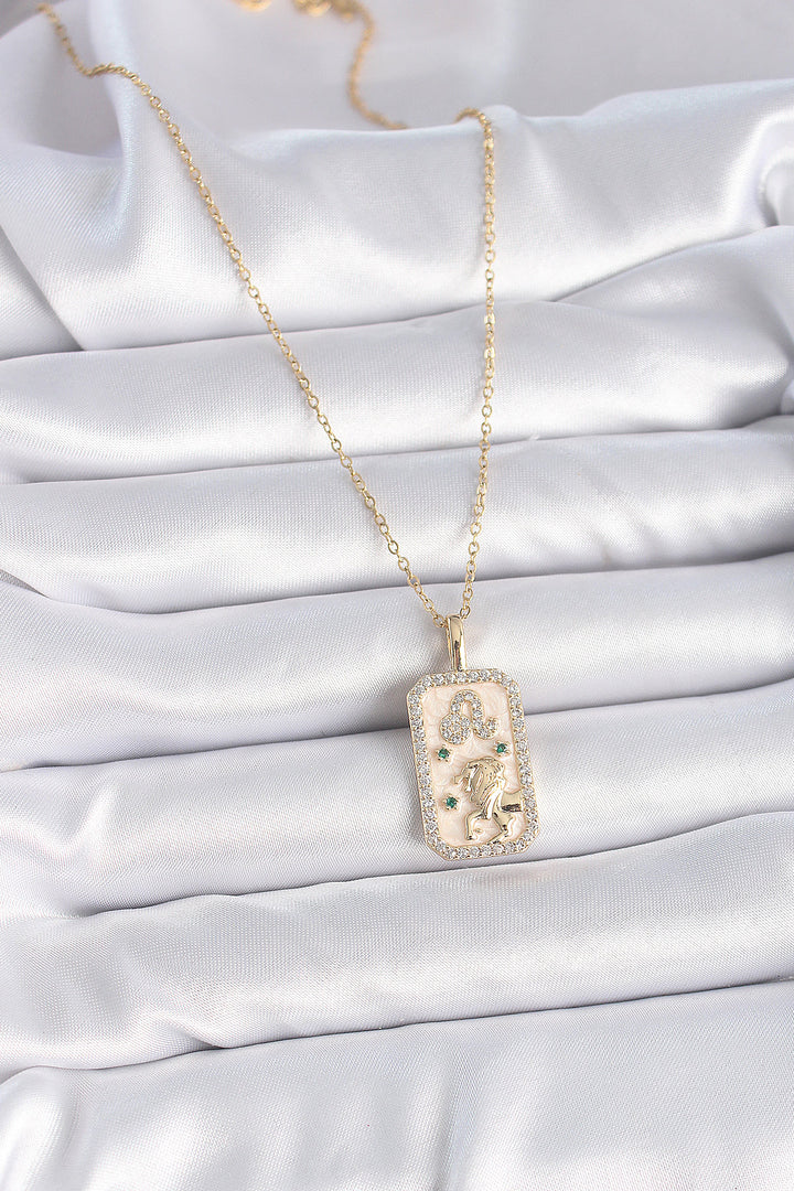 EBJ 316L Steel Gold Color Chain Leo Sign Zircon Stone Women's Necklace - Isla