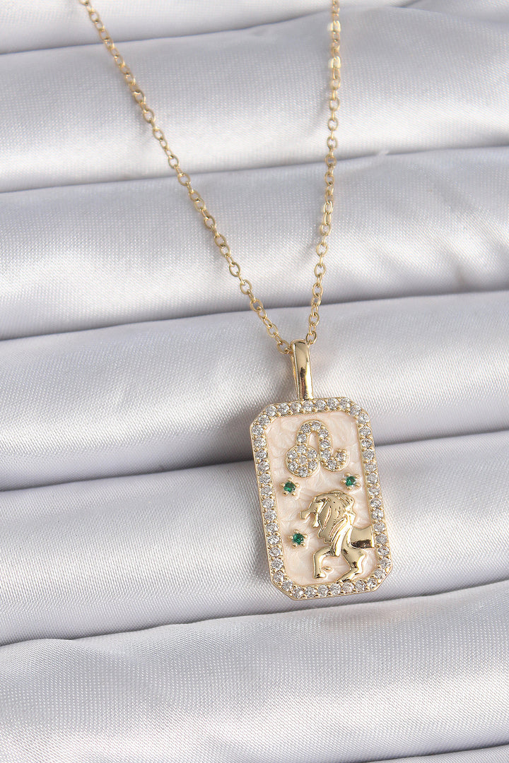 EBJ 316L Steel Gold Color Chain Leo Sign Zircon Stone Women's Necklace - Isla