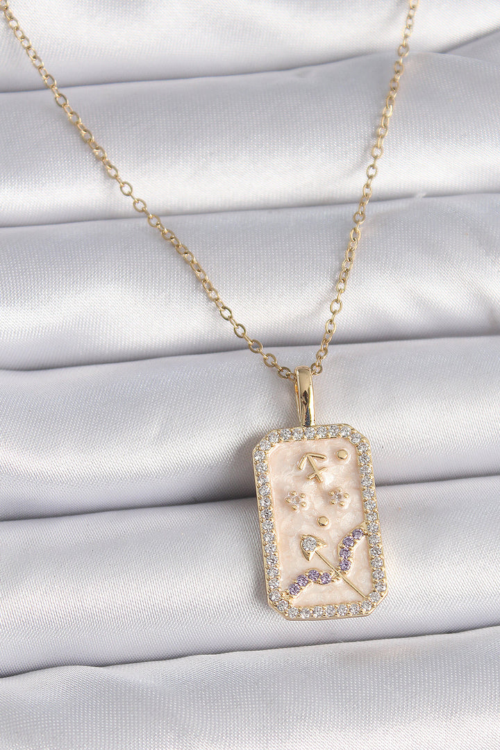 EBJ 316L Steel Gold Color Chain Bow Sign Zircon Stone Women's Necklace - Bedford
