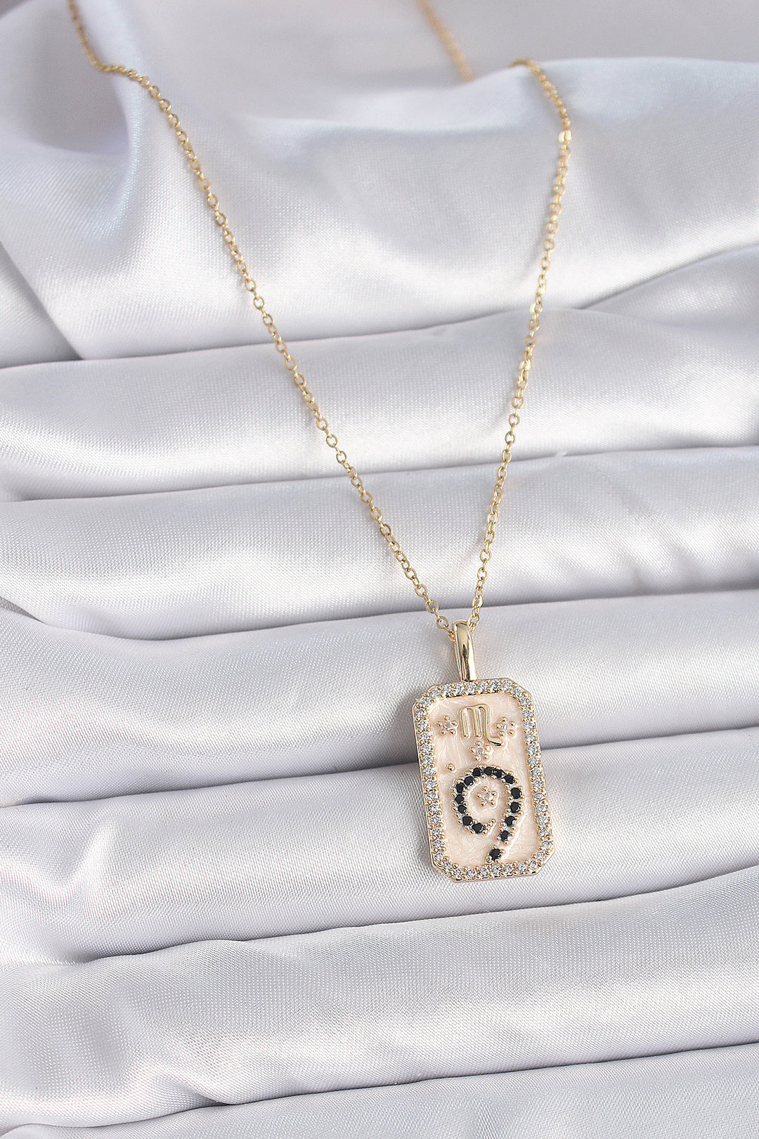EBJ 316L Steel Gold Color Chain Scorpio Sign Zircon Stone Women's Necklace - Thornton