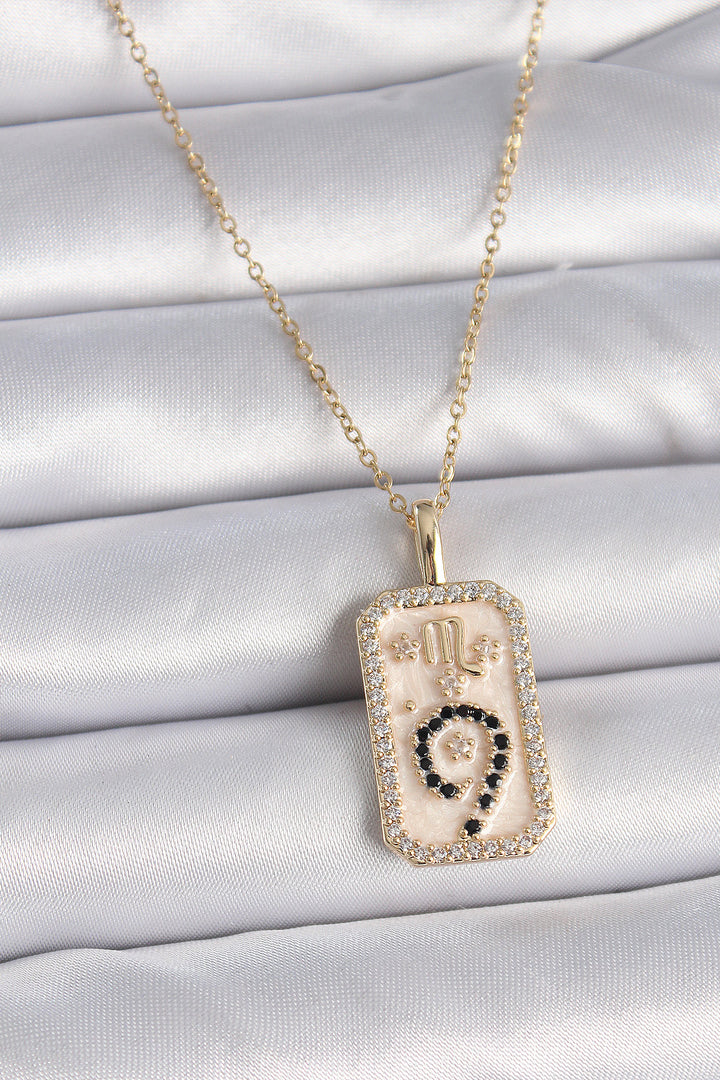 EBJ 316L Steel Gold Color Chain Scorpio Sign Zircon Stone Women's Necklace - Thornton