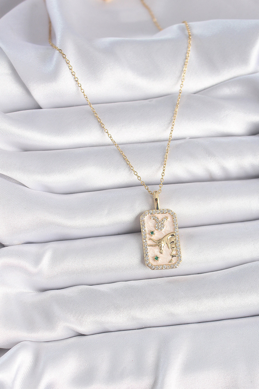 EBJ 316L Steel Gold Color Chain Taurus Sign Zircon Stone Women's Necklace - Lower Merion