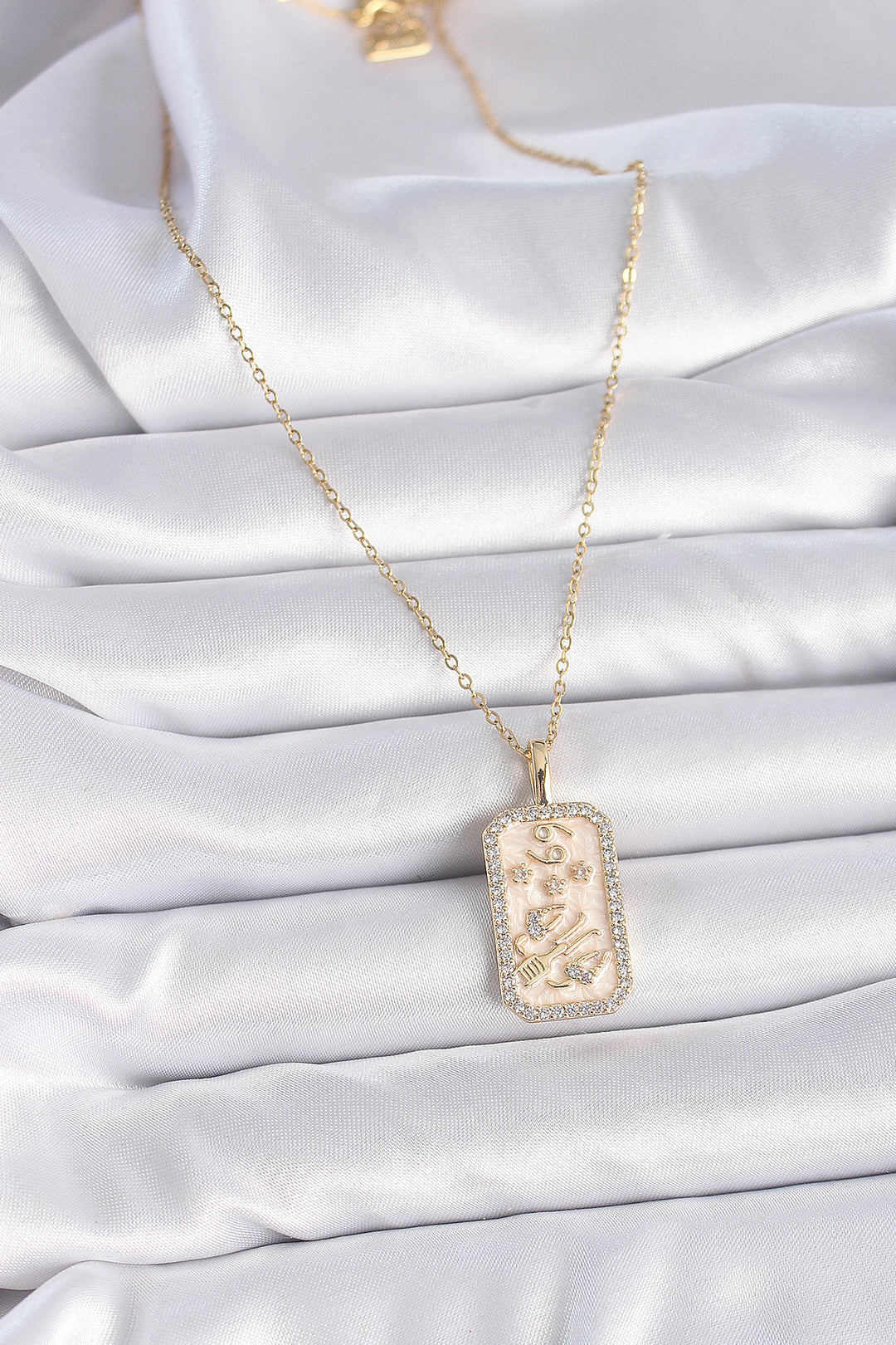 EBJ 316L Steel Gold Color Chain Cancer Sign Zircon Stone Women's Necklace - Severn