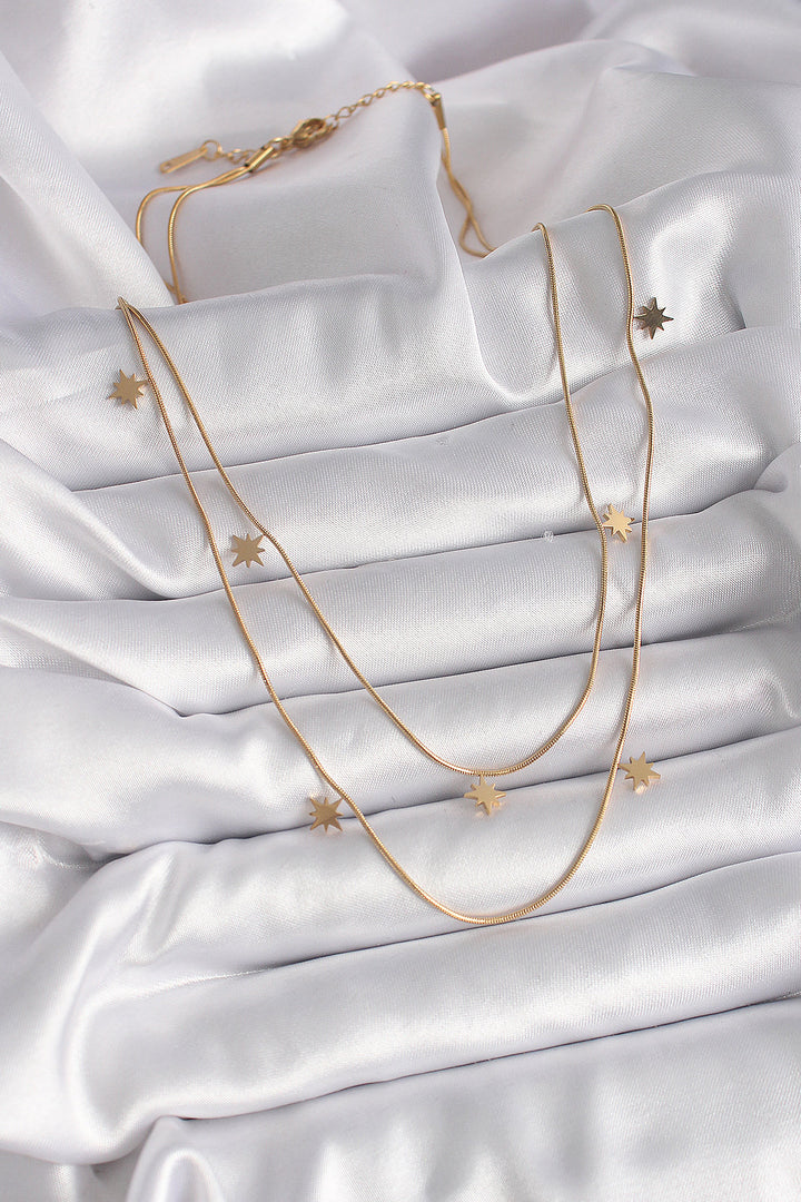 EBJ 316L Steel Gold Color Chain 2-Pole Star Model Women's Necklace - Gilroy