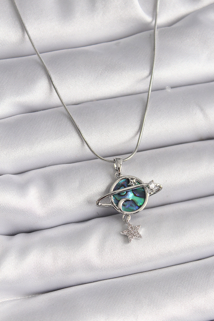 EBJ 316L Stainless Steel Silver Color Chain with Zircon Stone Planet Model Women's Necklace - Melitopol