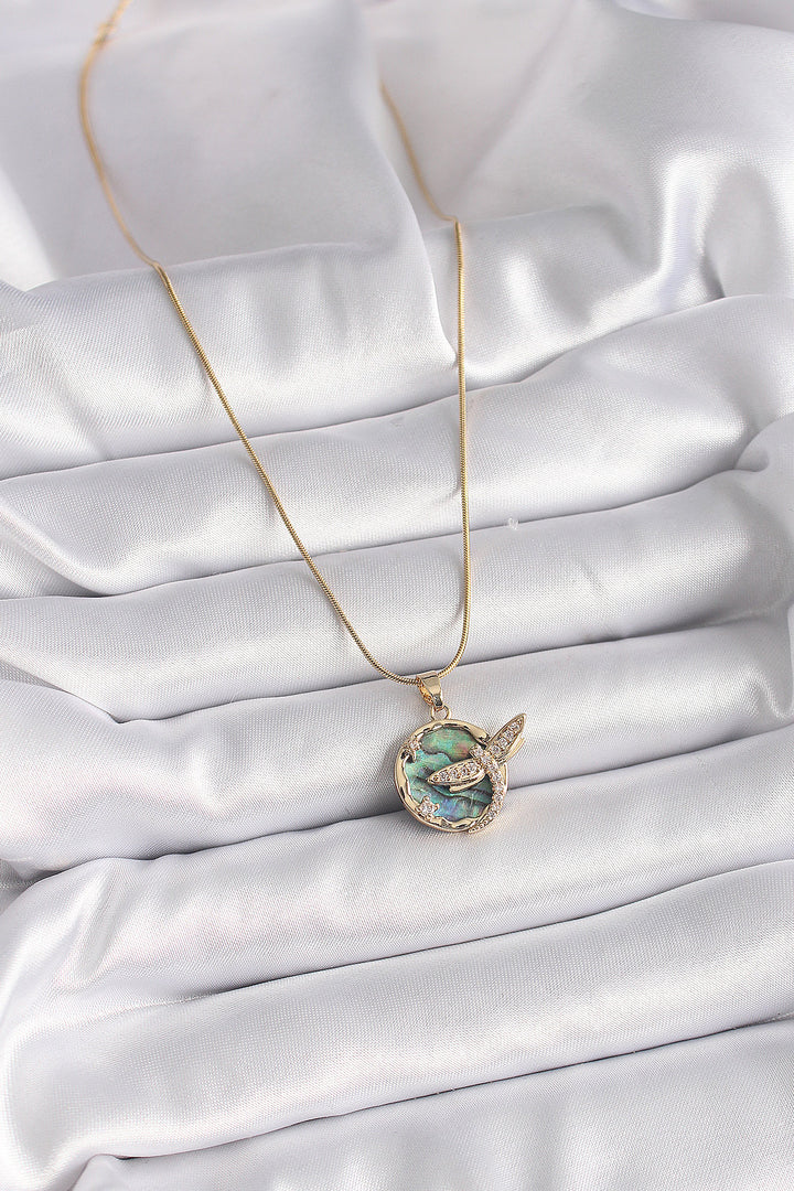 EBJ 316L Steel Gold Color Chain Dragonfly Model Women's Necklace with Zircon Stone - Longmont