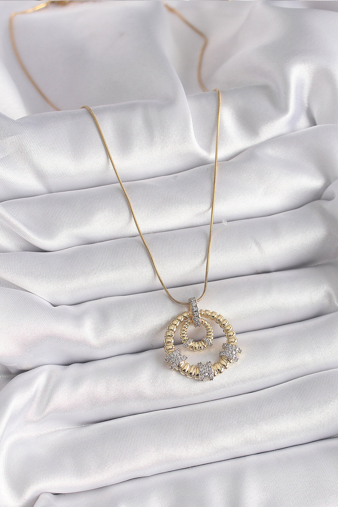 EBJ 316L Steel Gold Color Chain Silver Zircon Stone Pendant Model Women's Necklace - Berdiansk