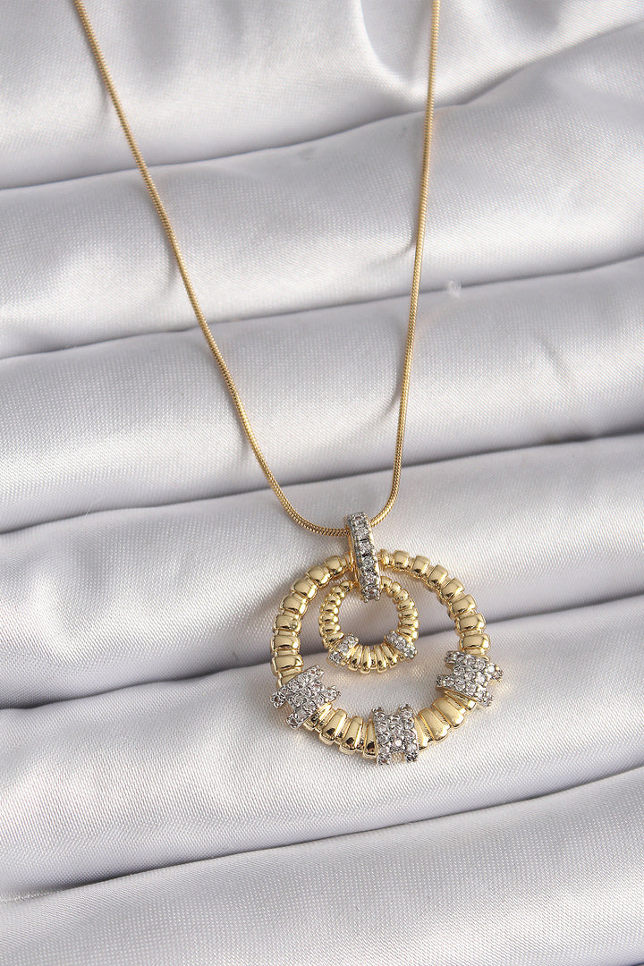 EBJ 316L Steel Gold Color Chain Silver Zircon Stone Pendant Model Women's Necklace - Berdiansk