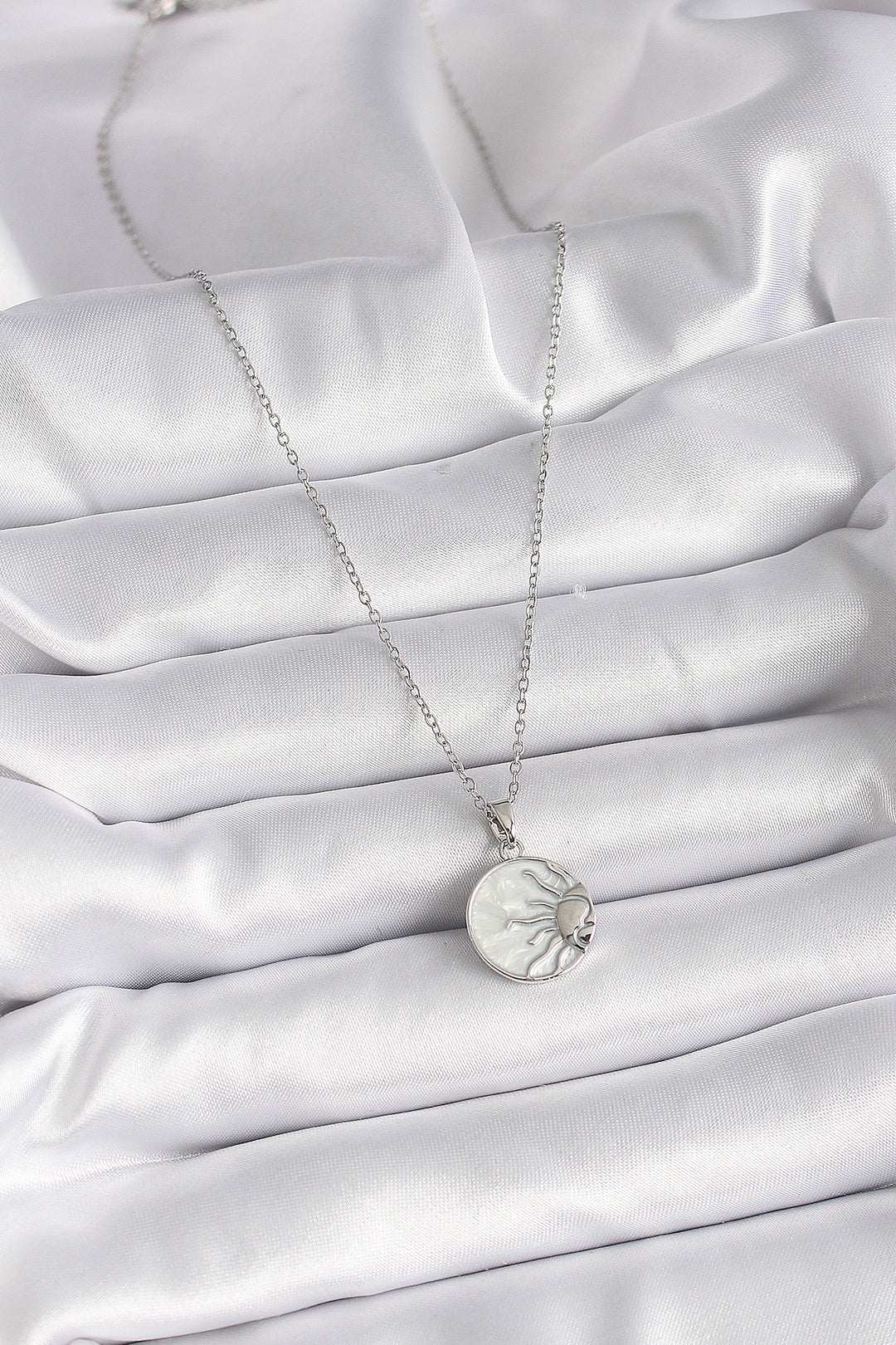 EBJ 316L Stainless Steel Silver Color Chain White Mother of Pearl Sunset Model Women's Necklace - Lafayette