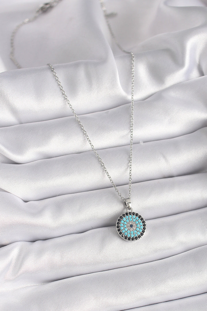EBJ 316L Stainless Steel Silver Color Chain Evil Eye Bead Pendant Model Women's Necklace - Lake Stevens