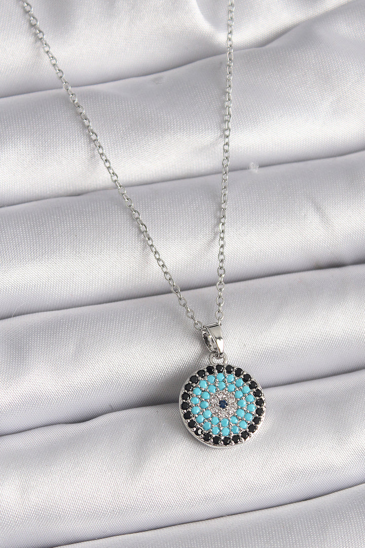EBJ 316L Stainless Steel Silver Color Chain Evil Eye Bead Pendant Model Women's Necklace - Lake Stevens