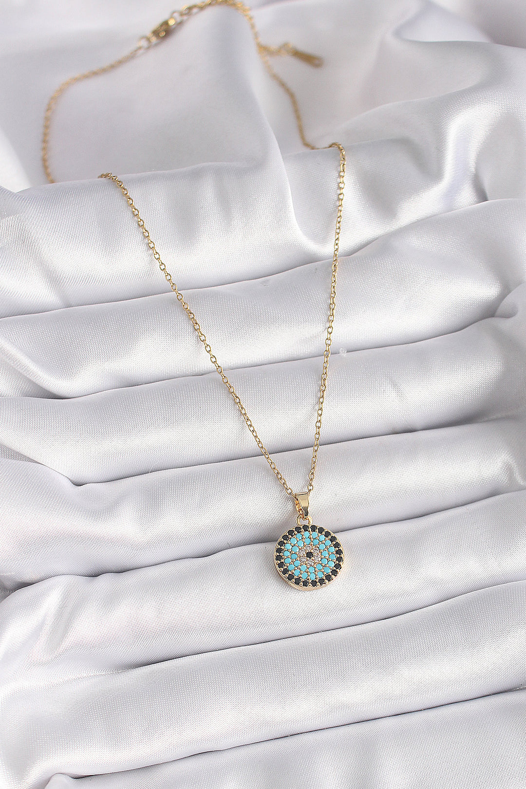 EBJ 316L Steel Gold Color Chain with Zircon Stone Evil Eye Pendant Model Women's Necklace - Roosendaal
