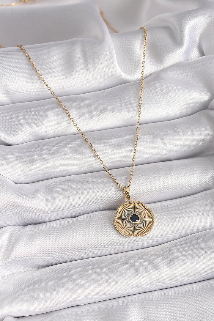 EBJ 316L Steel Gold Color Chain Black Zircon Stone Pendant Model Women's Necklace - Apan