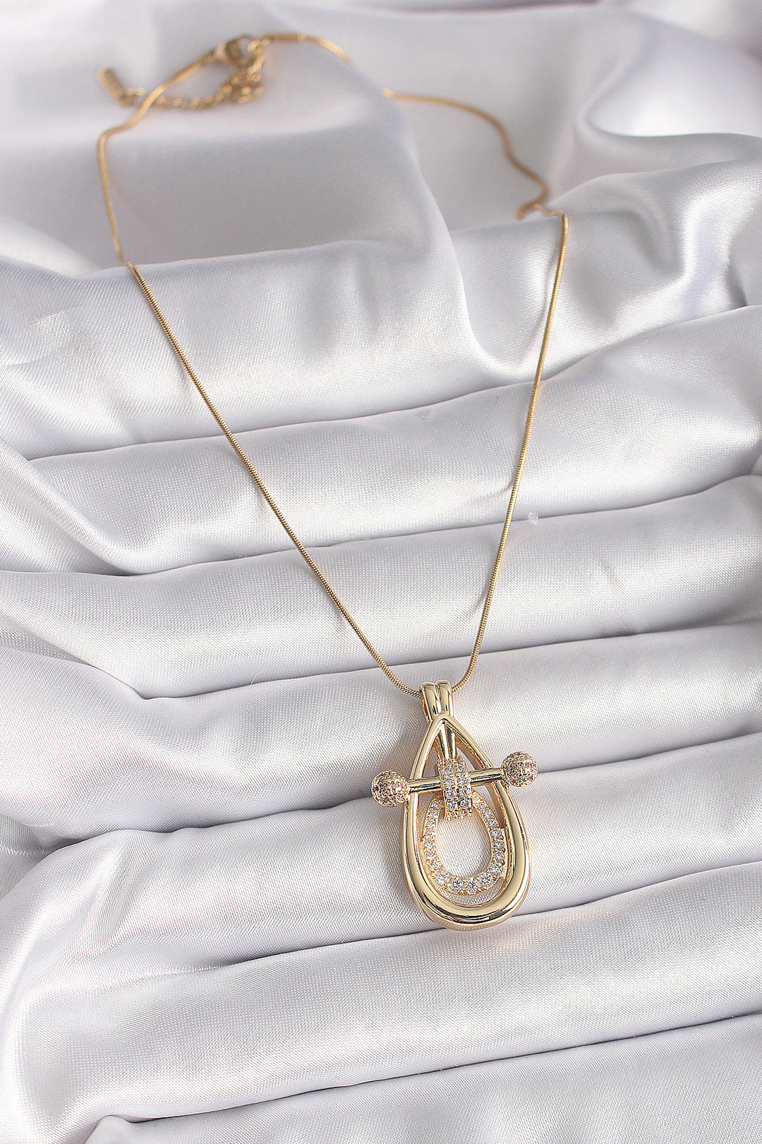 EBJ 316L Steel Gold Color Chain Zircon Stone Vintage Model Women's Necklace - Ponce
