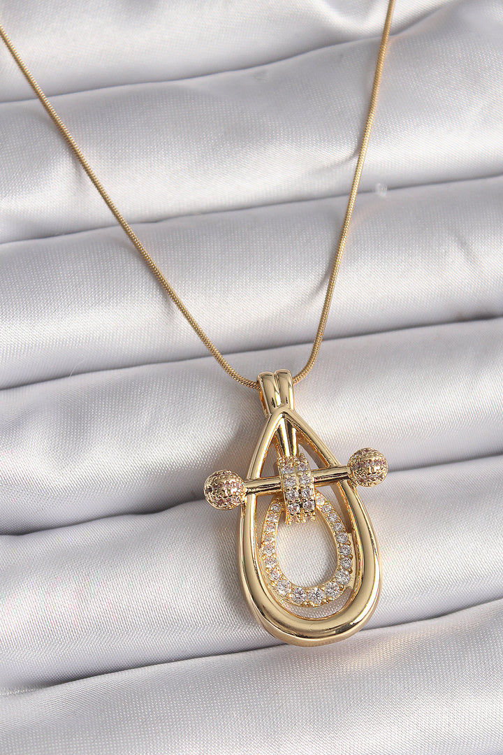 EBJ 316L Steel Gold Color Chain Zircon Stone Vintage Model Women's Necklace - Ponce