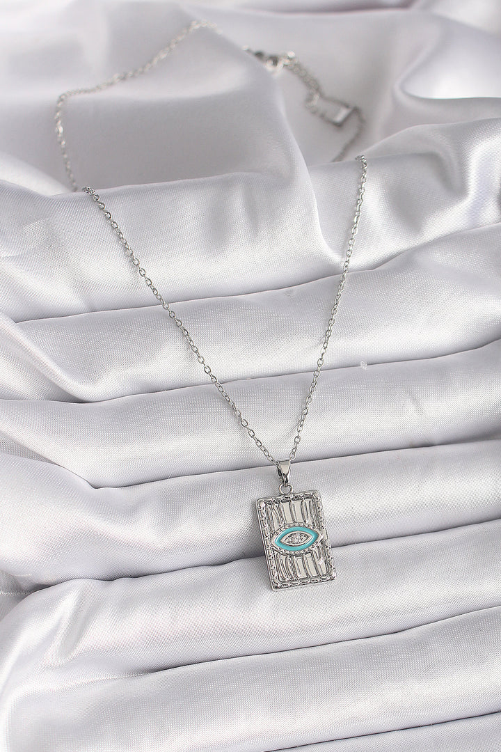 EBJ 316L Stainless Steel Silver Color Chain Eye Embroidered Medal Model Women's Necklace - Edison