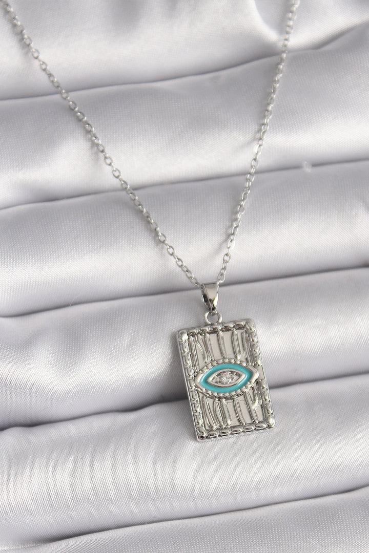 EBJ 316L Stainless Steel Silver Color Chain Eye Embroidered Medal Model Women's Necklace - Edison