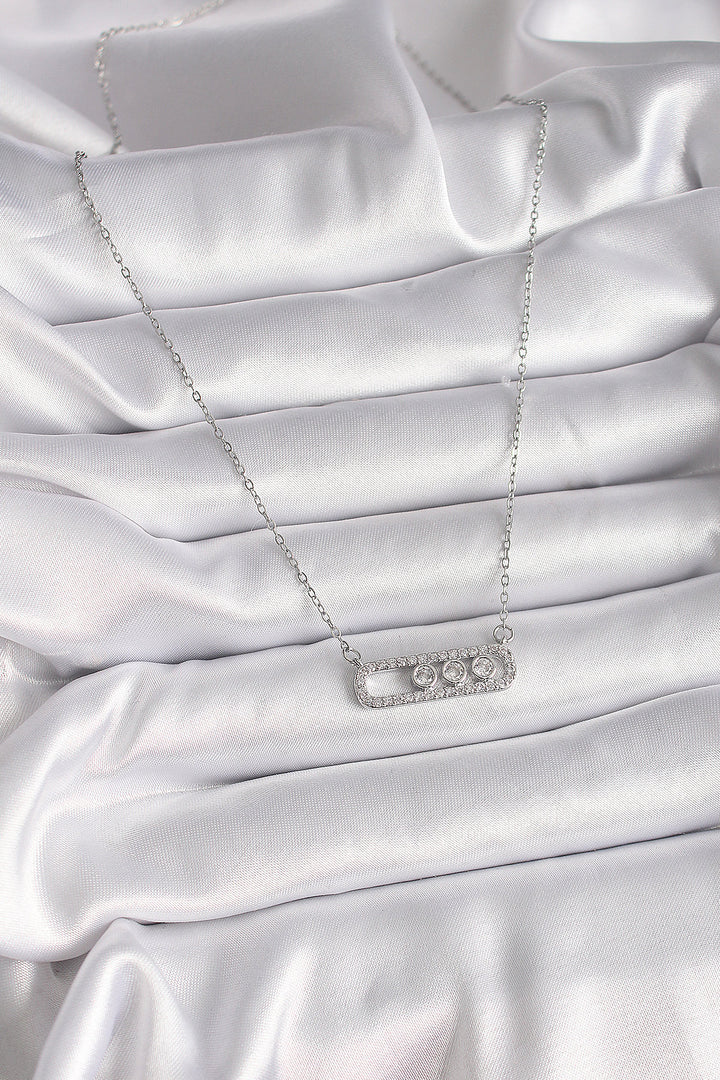 EBJ 316L Stainless Steel Silver Color Chain with Zircon Stone Messika Model Women's Necklace - Melle