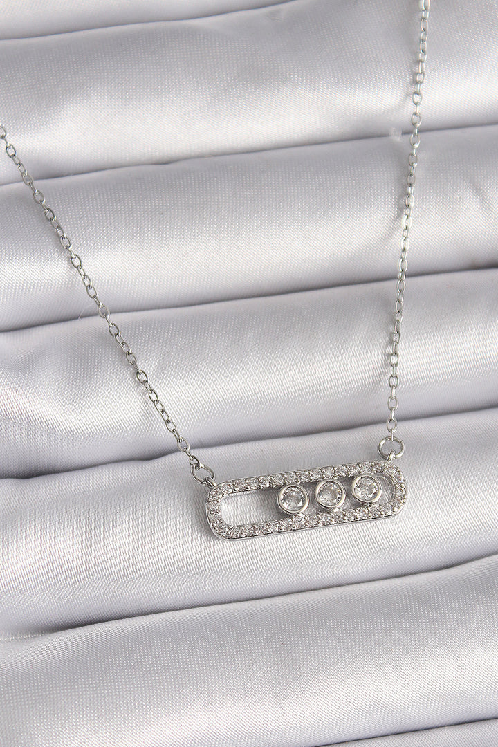 EBJ 316L Stainless Steel Silver Color Chain with Zircon Stone Messika Model Women's Necklace - Melle