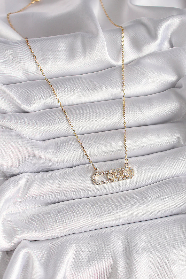EBJ 316L Steel Gold Color Chain with Zircon Stone Messika Model Women's Necklace - Slutsk