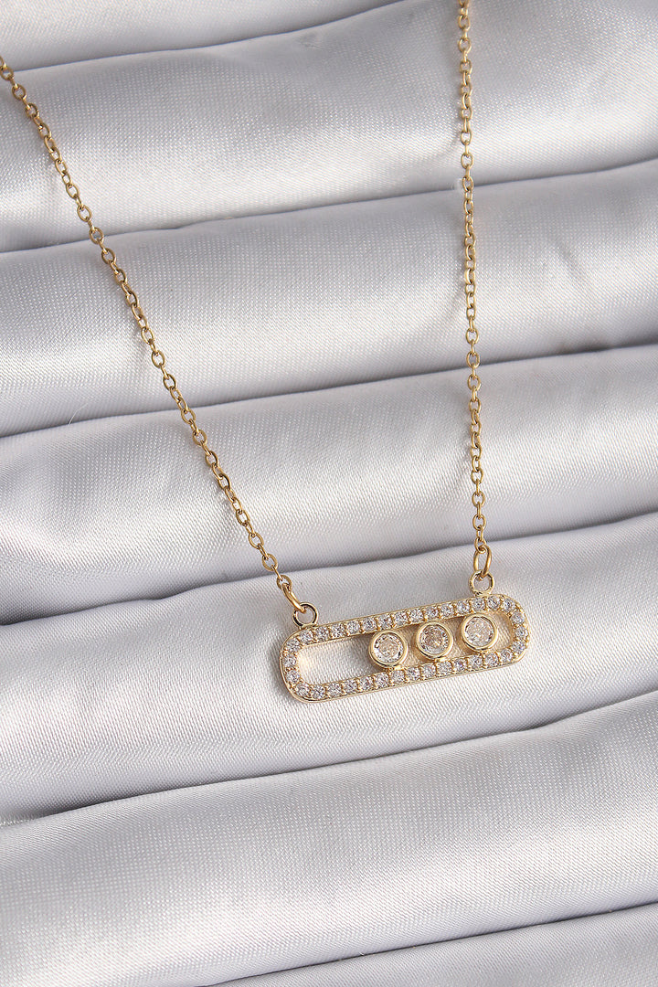 EBJ 316L Steel Gold Color Chain with Zircon Stone Messika Model Women's Necklace - Slutsk