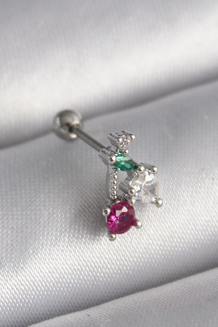 EBJ 316L Steel Silver Color Zircon Stone Tragus Piercing - Heerhugowaard