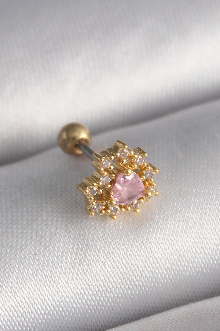 EBJ 316L Steel Gold Color Zircon Stone Heart Tragus Piercing - Woodbury