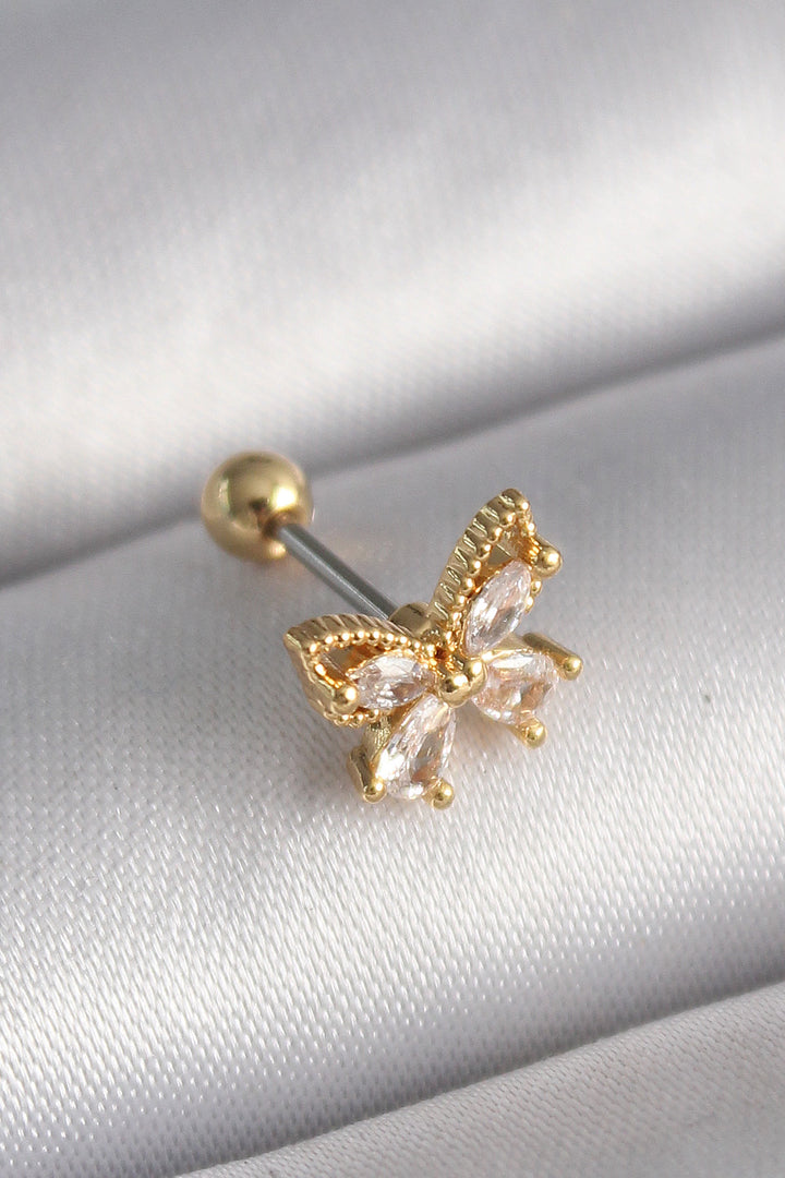 EBJ 316L Steel Gold Color Zircon Stone Butterfly Tragus Piercing - Vallejo