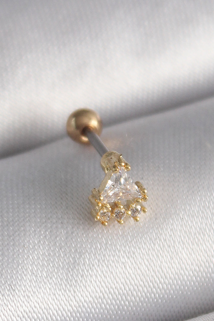EBJ 316L Steel Gold Color Triangle Zircon Stone Tragus Piercing - Edmonton