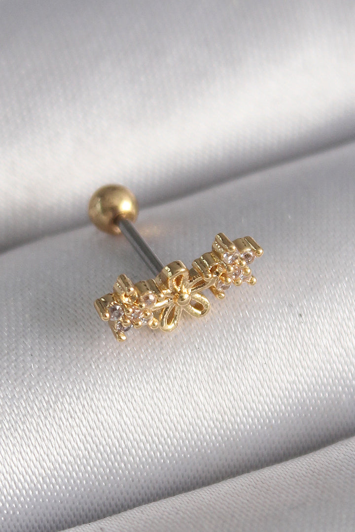 EBJ 316L Steel Gold Color Zircon Stone Flower Tragus Piercing - Kalamáta