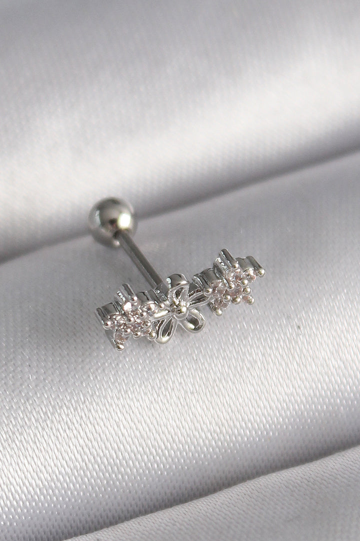 EBJ 316L Steel Silver Color Zircon Stone Flower Tragus Piercing - Atenco
