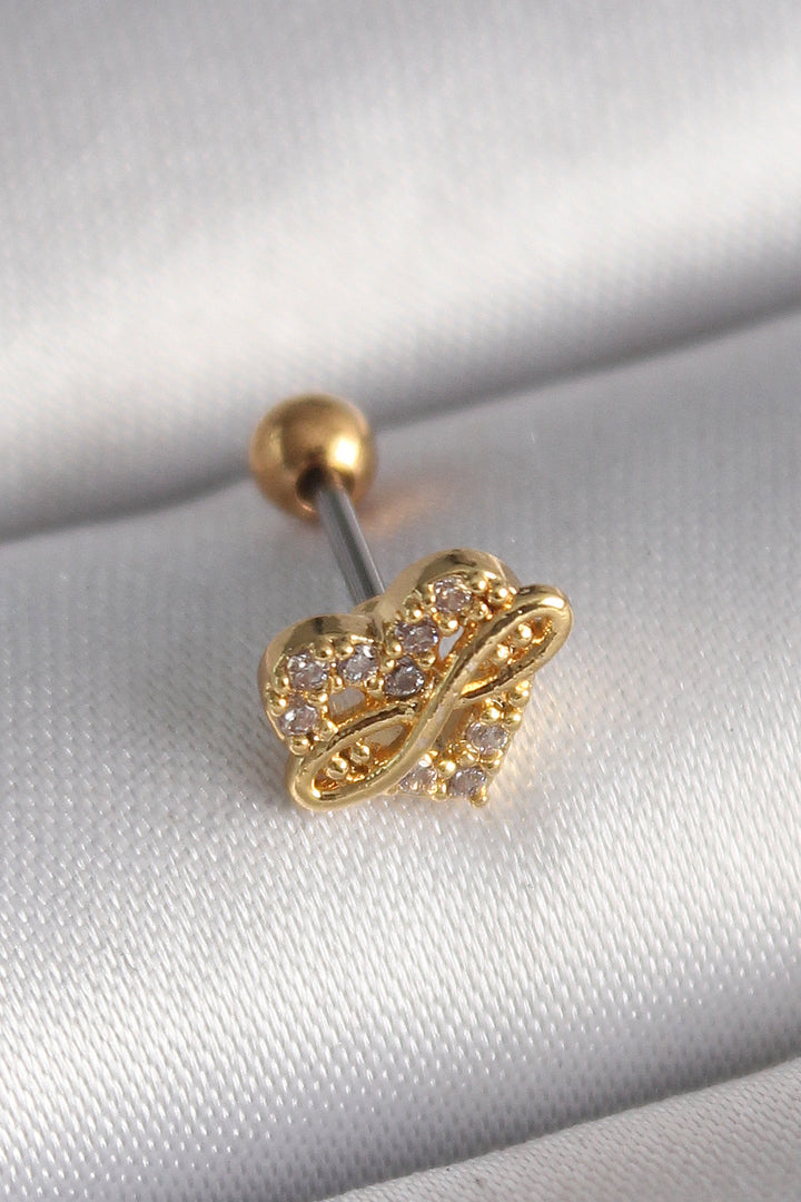 EBJ 316L Steel Gold Color Zircon Stone Heart Infinity Detail Tragus Piercing - Pavlohrad