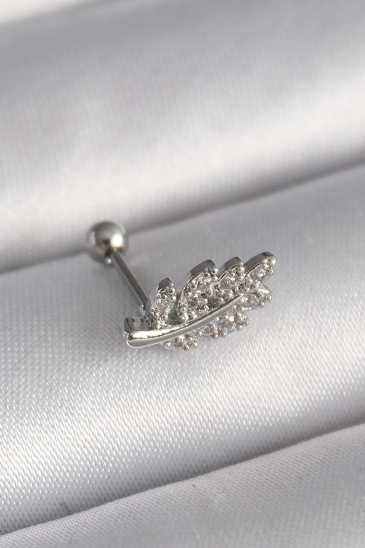 EBJ 316L Steel Silver Color Zircon Stone Branch Tragus Piercing - Hastings