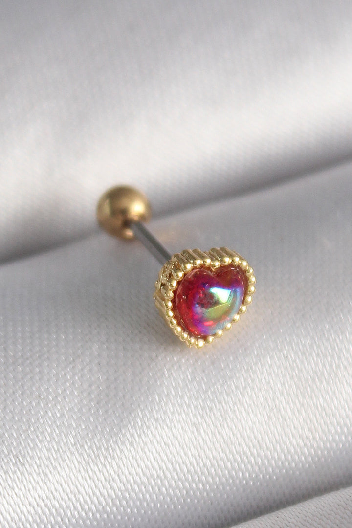 EBJ 316L Steel Gold Color Red Enamel Heart Tragus Piercing - Bremen