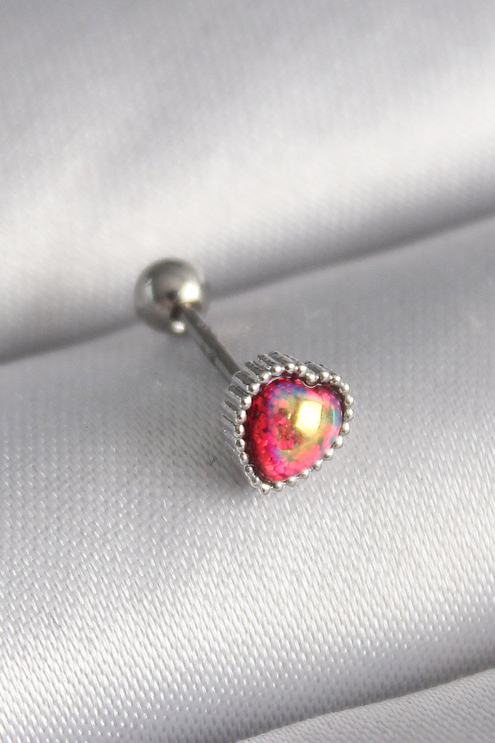 EBJ 316L Steel Silver Color Red Enamel Heart Tragus Piercing - Cedar City