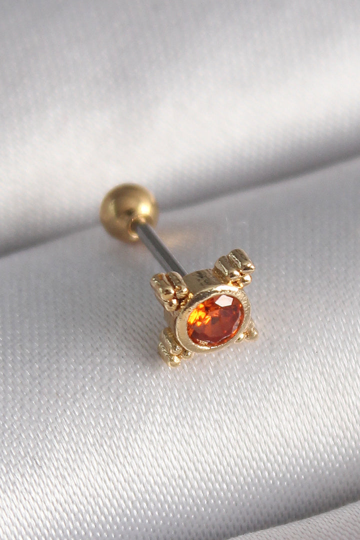 EBJ 316L Steel Gold Color Orange Zircon Stone Tragus Piercing - Angra do Heroísmo