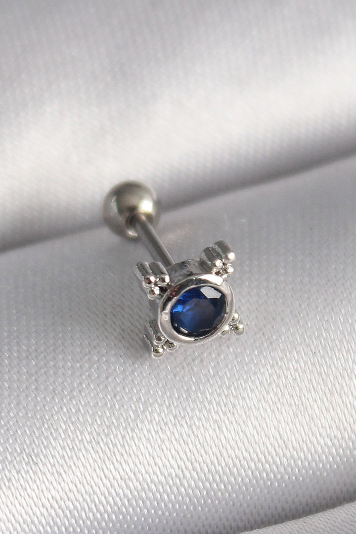 EBJ 316L Steel Silver Color Blue Zircon Stone Tragus Piercing - Janesville