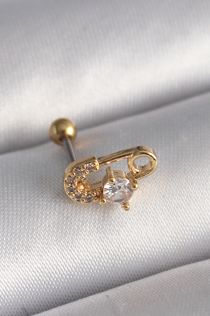 EBJ 316L Steel Gold Color Zircon Stone Ball Stud Tragus Piercing - East Gwillimbury