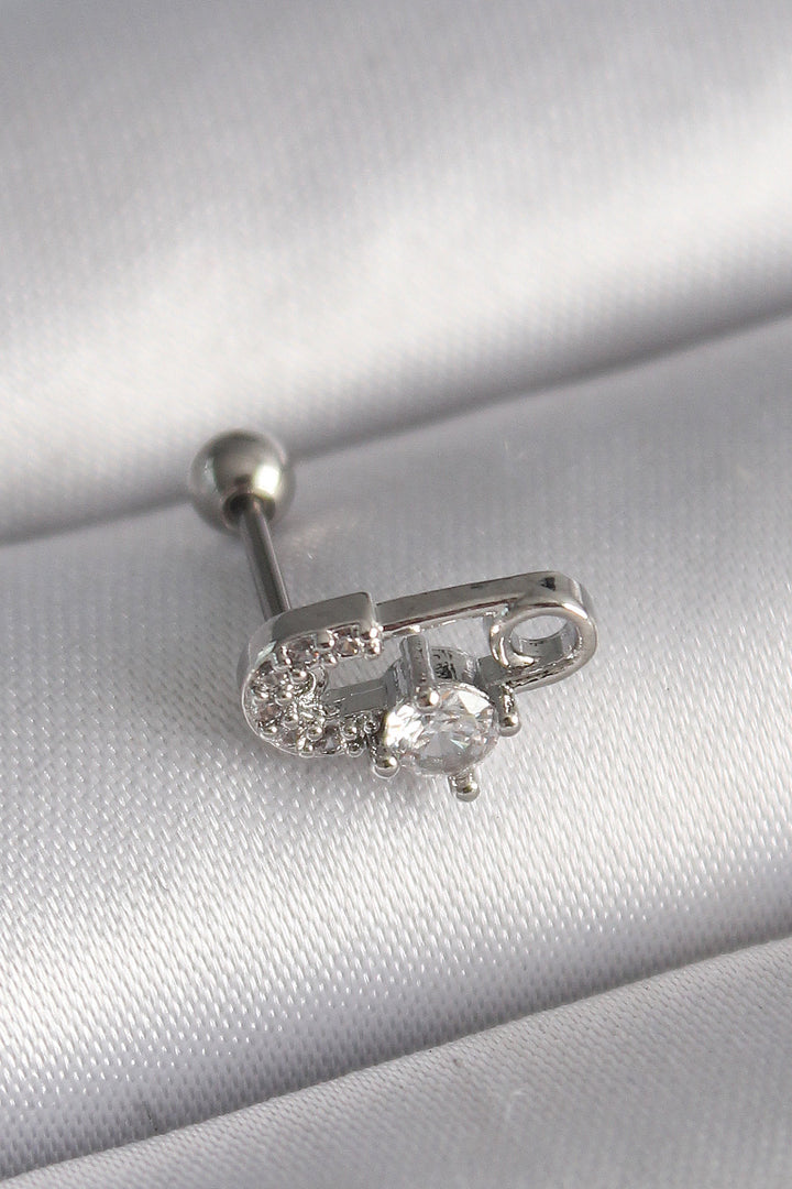EBJ 316L Steel Silver Color Zircon Stone Ball Pin Tragus Piercing - Basingstoke