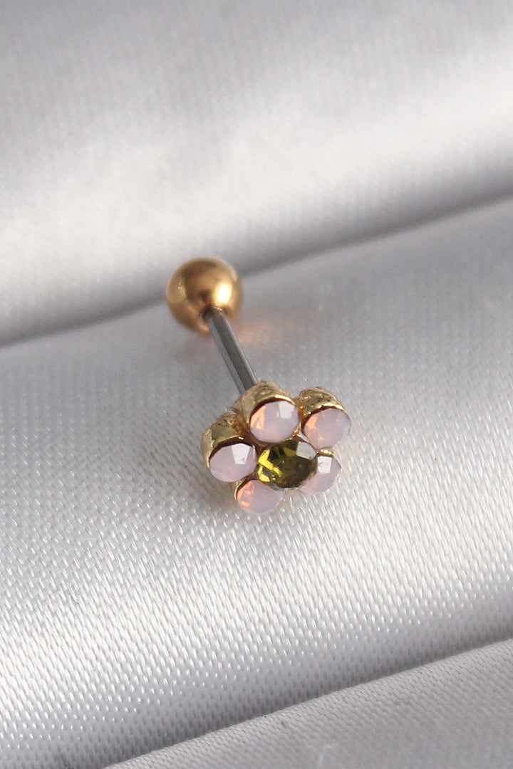 EBJ 316L Steel Gold Color Zircon Stone Flower Tragus Piercing - Morden
