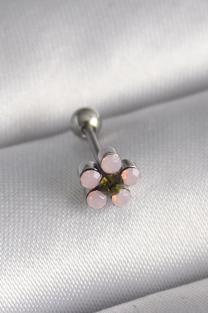 EBJ 316L Steel Silver Color Zircon Stone Flower Tragus Piercing - El Pueblito