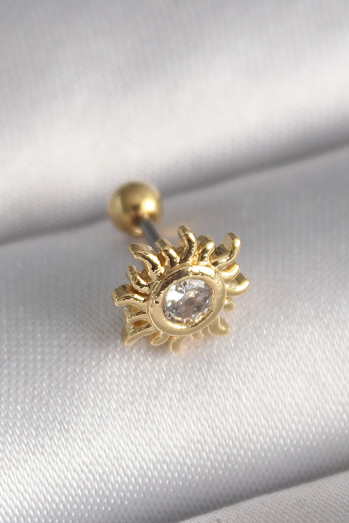 EBJ 316L Steel Gold Color Zircon Stone Sun Tragus Piercing - St. Catharines
