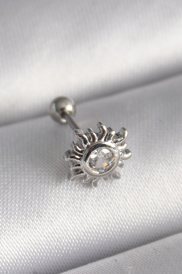 EBJ 316L Steel Silver Color Zircon Stone Sun Tragus Piercing - Adelaide