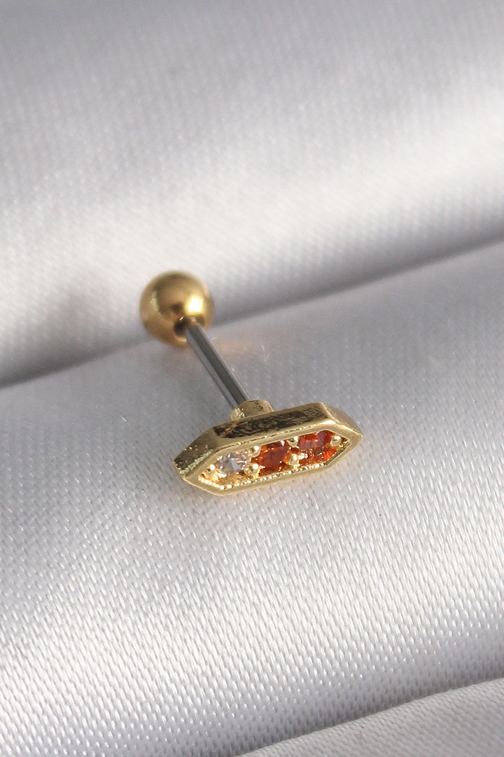EBJ 316L Steel Gold Color Orange Zircon Stone Tragus Piercing - Detroit