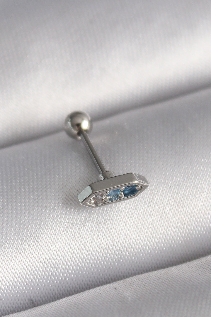 EBJ 316L Steel Silver Color Blue Zircon Stone Tragus Piercing - Casa Grande