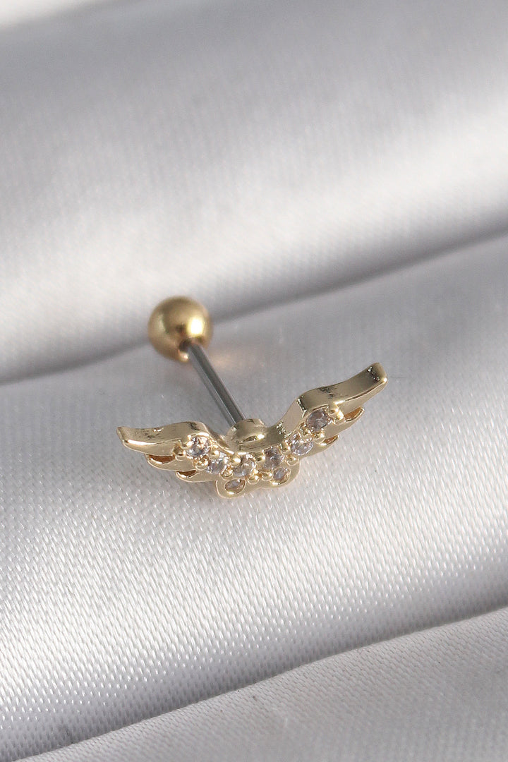 EBJ 316L Steel Gold Color Zircon Stone Detail Wing Model Tragus Piercing - Taunton