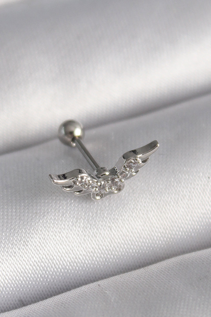 EBJ 316L Steel Silver Color Zircon Stone Detail Wing Model Tragus Piercing - Arad