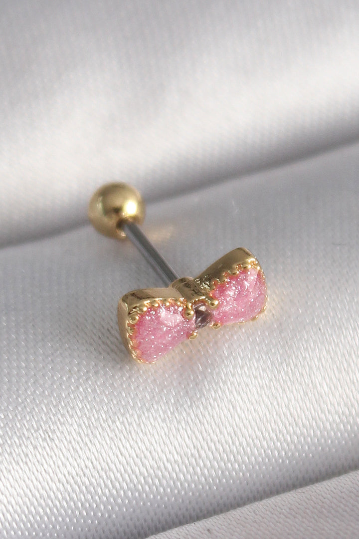 EBJ 316L Steel Gold Color Pink Bow Model Tragus Piercing - Cerignola